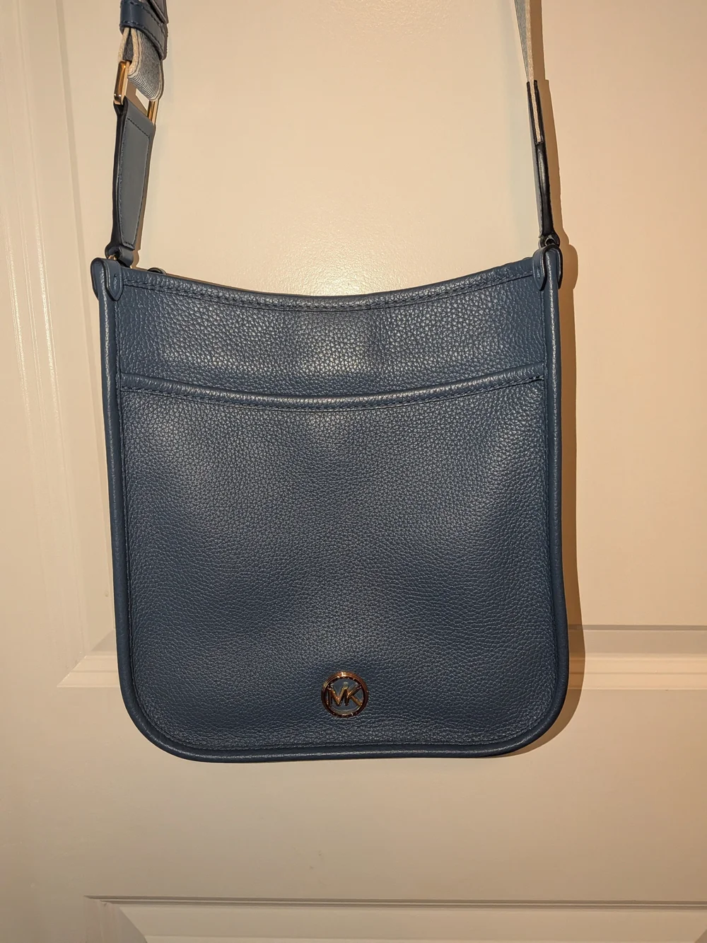 Michael Kors Blue Pebbled Leather Crossbody Bag